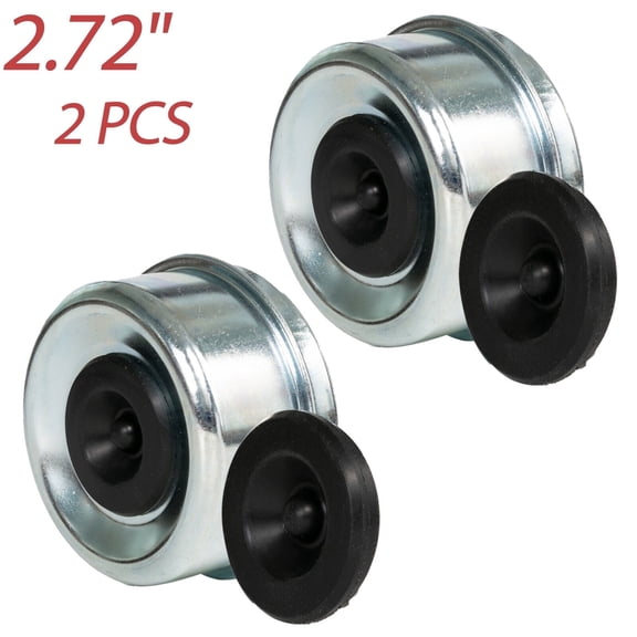 AUTOXBERT 2x 2.72" Grease Dust Cap w/ Rubber Plug Trailer Axles for EZ Lube 7,000-8000 lbs.