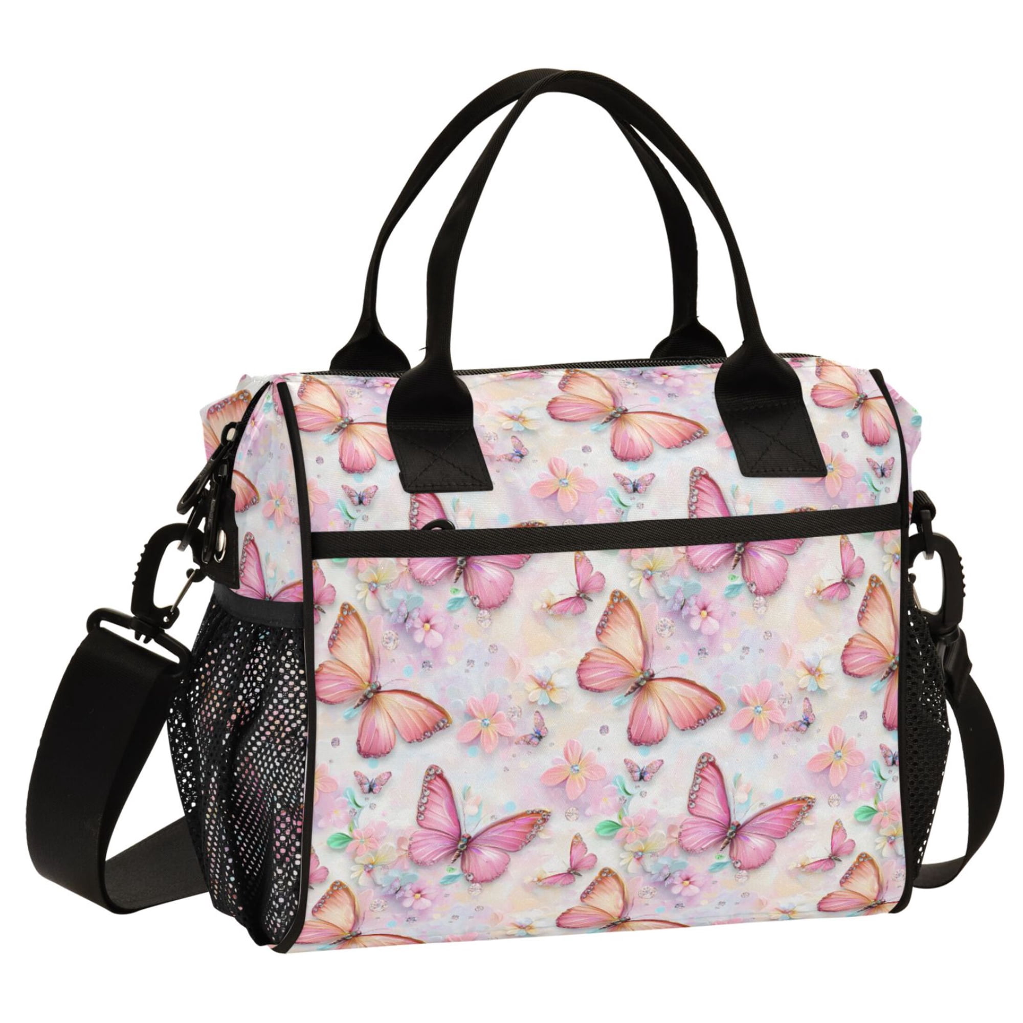 ALAZA Butterfly Print Cooler Lunch Bag Insulated Reusable Lunch Tote Large Leakproof Thermal Lunch Box for Work School Picnic Travel Small