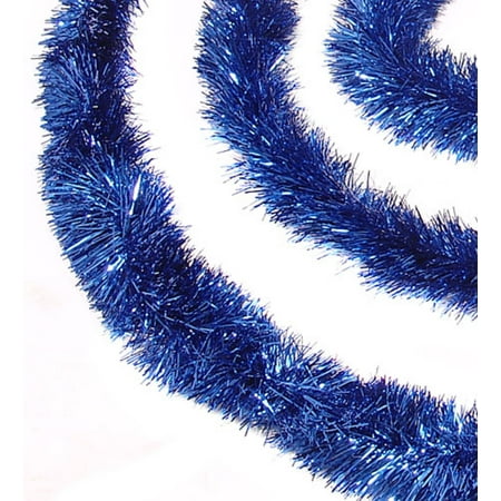 50' Shiny Blue Festive Christmas Hanukkah Foil Tinsel Garland - Unlit - 8 Ply