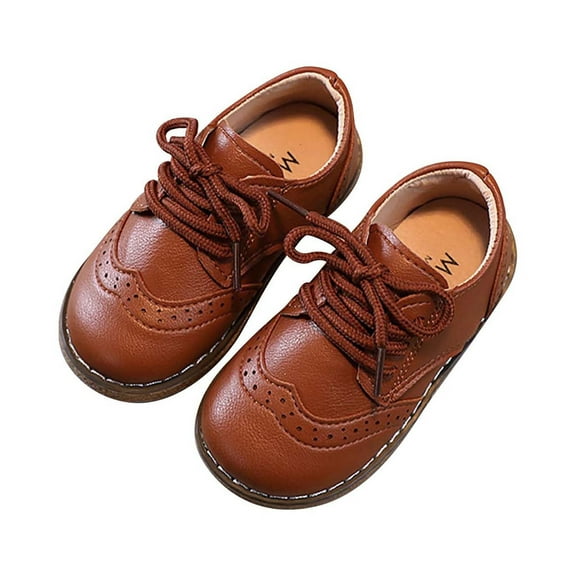 Honeeladyy Toddler Kid Shoes Toddler Baby Girls Boys Casual Lace-up Leather Peas Shoes Brown Clearance under 5$