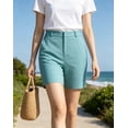 thumbnail image 2 of Womens Work Shorts Slim Fit Multi Color Tailored Polyester Short,Sky Blue Size 2XL, 2 of 5