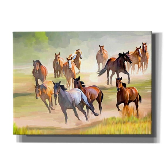 Epic Graffiti 'Wild Horses Running' by Ata Alishahi, Giclee Canvas Wall Art, 54"x40"