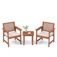 thumbnail image 1 of Costway 3 PCS Patio Furniture Set with 2 Seat Cushions Coffee Table Solid Wood Chairs, 1 of 7