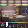 thumbnail image 5 of EnHomee Queen Size LED Bed Frame with 3 Storage Drawers Queen Platform Bed Frame Upholstered Bed Frame for Bedroom Beige, 5 of 9