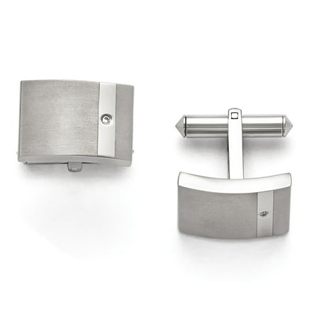 Titanium Brushed and Polished Clear Cubic Zirconia Cuff (Best Way To Clean Titanium)