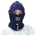 thumbnail image 3 of Domzle Winter Knit Beanie Hat with Neck Warmer,Thermal Face Cover for Cold Weather Warm for Outdoor Navy, 3 of 5