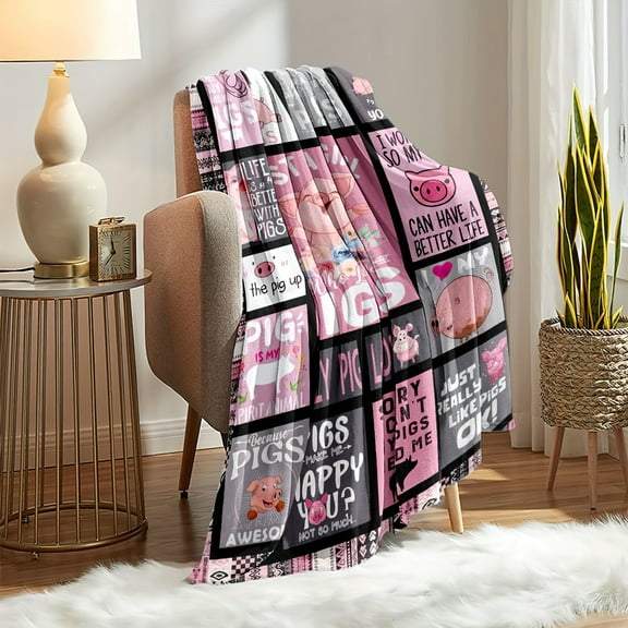 Metawu Pig Gifts Girls Pig Lover Gift Just A Girl Who Loves Pig Stuff Fun Flannel Pig Blanket Suitable for Sofa Bed Chair Decoration