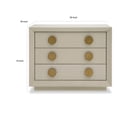 thumbnail image 2 of Benjara Cid Jorie 39 Inch Nightstand, 3 Drawers, Cream White Wood, Steel Handles, 2 of 5