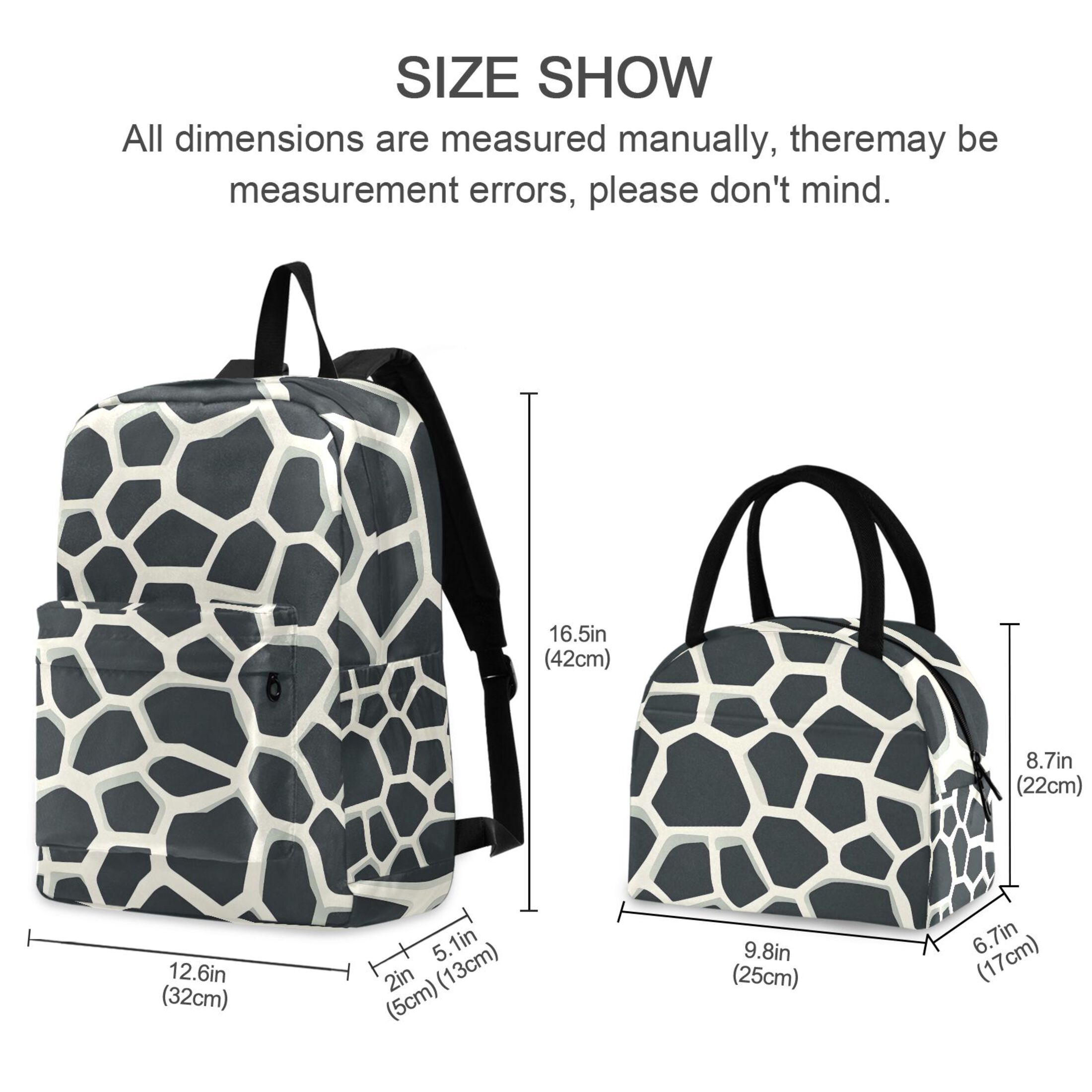 ALAZA Backpack Set Cow Print Elementary School Bags Student BookBag with Lunch Bag