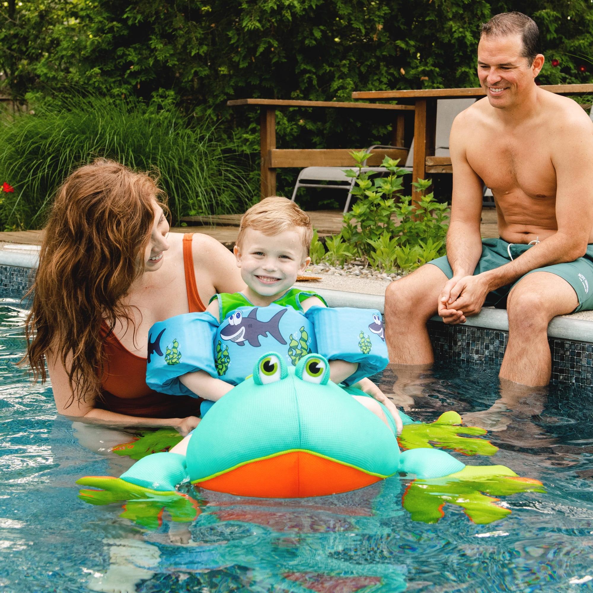 Big Joe Pool Petz Large Frog Animal Pool Toy Float, Frog Shape Mesh, Quick Draining Fabric, 3 feet