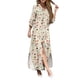 thumbnail image 1 of Gibobby Vestido largo para mujer Vestido de camisa con abertura sexy con estampado de flores y botones de solapa a la moda para mujer(Beige,M), 1 of 5