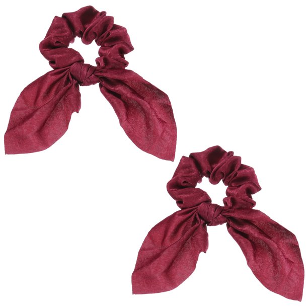 Uxcell 2Pcs Scrunchies con Lazo, Lazos para el Cabello de Poliéster Cinta de Satén Elásticos con Sujetadores de Coleta con Lazo para Mujeres Niñas Uso Diario Fiesta, Rojo Vino