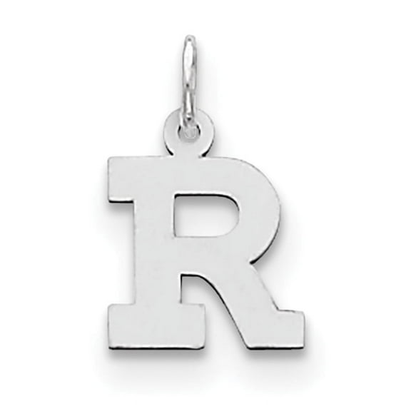 Sterling Silver Small Block Initial R Charm