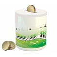 thumbnail image 1 of Music Piggy Bank, Music Piano Keys Curvy Fingerboard Summertime Entertainment Flourish, Ceramic Coin Bank Money Box for Cash Saving, 3.6" X 3.2", Lime Green Black White, by Ambesonne, 1 of 4