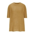 thumbnail image 4 of Baberdicy Women's Short Sleeve Sweaters Ribbed Crewneck Solid Color Soft Casual Summer Knit Tops, Yellow M, 4 of 5