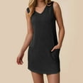 thumbnail image 2 of OSOLU Women Solid Color Casual Pocket V-Neck Sleeveless Hooded Vest Dress Comfort Sundress Dresses For Women 2025 Elegant Classy, 2 of 5