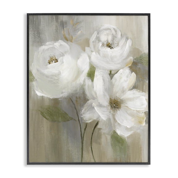 Stupell Industries Farmhouse White Flower Trio Black Framed Giclee Art, 11 x 14, by Nan