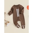thumbnail image 3 of Musuos Baby Jumpsuits Long Sleeve Round Neck Zipper Rompers Newborn Boys Girls Football Outfit, 3 of 10