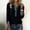 Black, variant on Women's Casual Long Sleeve Lapel Button Denim Accent Pullover Sweatshirt Top