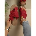 thumbnail image 1 of Women Bow Decor Thong Sandals, Fashion Khaki Toe Post Sandals For Summer, 1 of 4