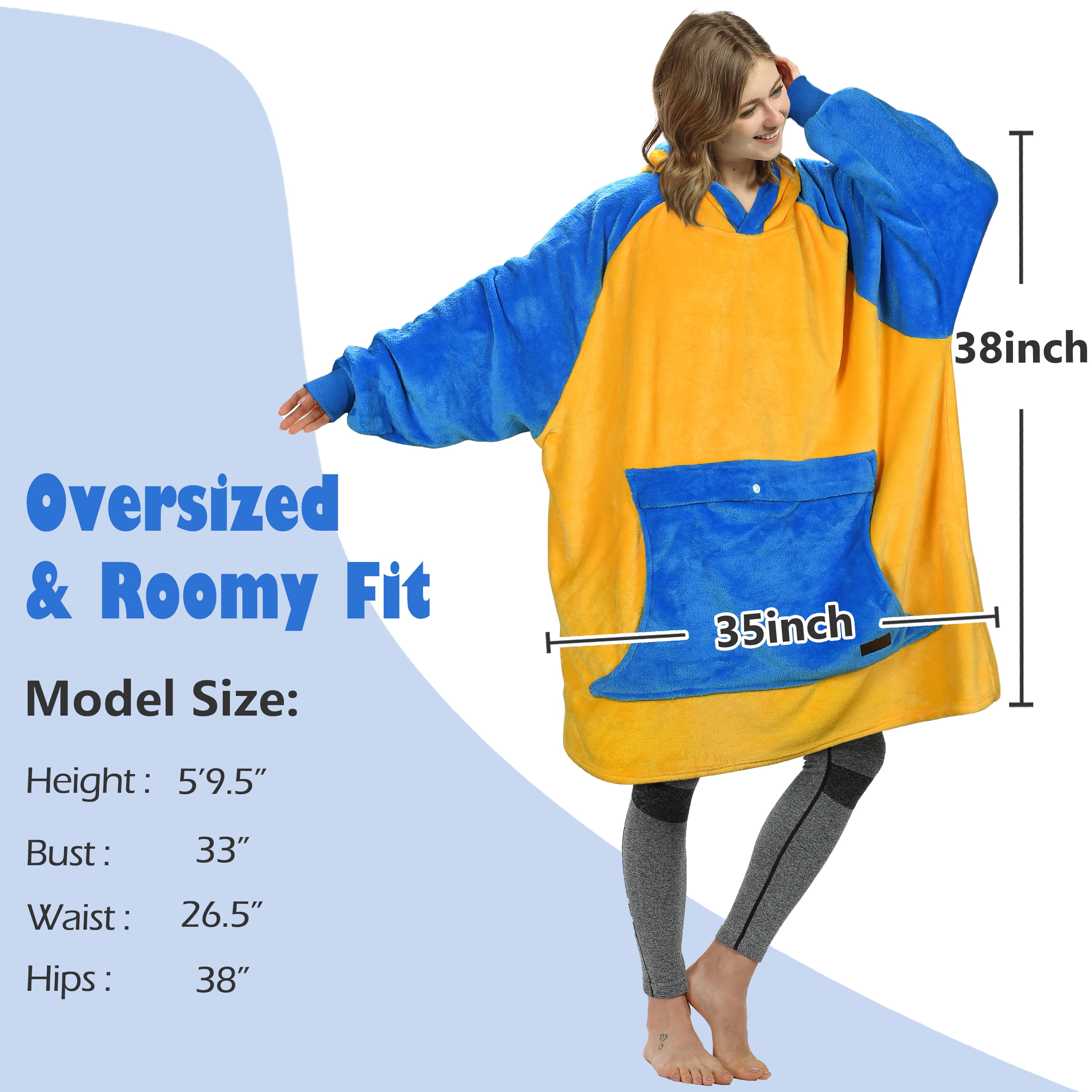 Catalonia Oversized Blanket Hoodie Sweatshirt, Fleece Pullover with Large Front Pocket, for Adults Men Women