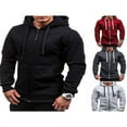 thumbnail image 4 of Sweat à Capuche Zippé Solide pour Hommes Classique Hiver Sweat-Shirt Veste Manteau Top Tops, 4 of 4