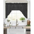 thumbnail image 2 of Black Burlap Texture Kitchen Curtains Swag Valance for Windows/Bathroom/Cafe, Farmhouse Vintage Black Rod Pocket Drape Panel Swag Curtains Valance for Bedroom/Living Room 56"x36", 2 of 6