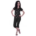thumbnail image 2 of Moomaya Nightwear Set Embroidered Lips Top Solid 2 Piece Nightwear Capri Cotton Sleepwear Nightdress, 2 of 6