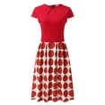 thumbnail image 3 of Robe Femme plus Robe de Soirée Femme Mode Col Rond Manches Courtes Ceinture Silhouette Vintage Patchwork à Pois Vêtements Adulte Femme Rouge Taille L, 3 of 7