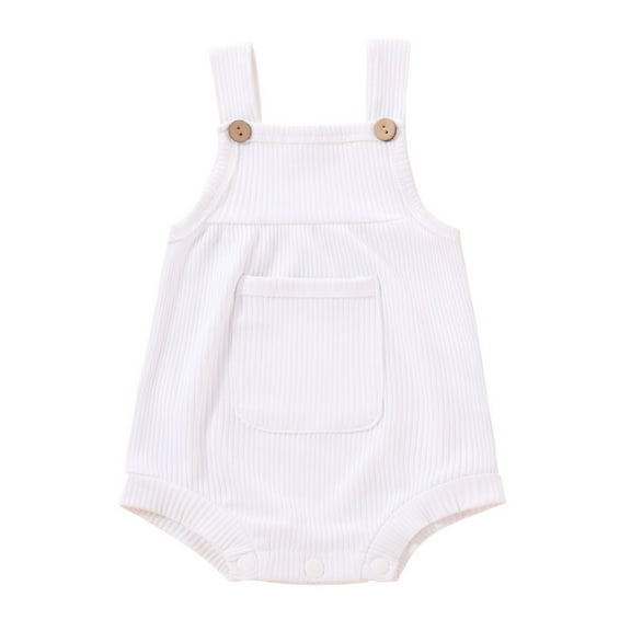 CheerKidz Baby Boys and Girls Sleeveless Jumpsuit Romper Summer Outfit Infant Cotton Playwear Toddler 1 Piece Shorts Casual Wear Newborn Bodysuit(White,9-12 Months)
