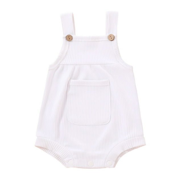 Chbgutlmr Baby Clothes Boys Girls Toddler Ribbed Knit Rompers Overalls Newborn Button Sleeveless Cute Bodysuits