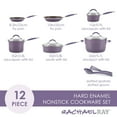 thumbnail image 4 of Rachael Ray Cucina 12pc Hard Porcelain Enamel Nonstick Cookware Pots and Pans Set, Lavender Purple, 4 of 8