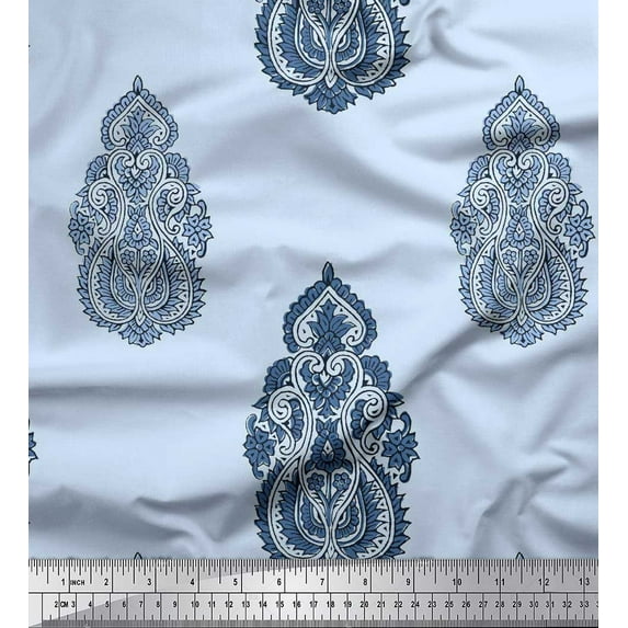 Soimoi Moss Georgette Fabric Floral & Paisley Block Fabric Prints by Yard 42 Inch Wide