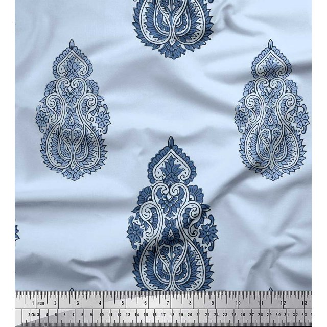 Soimoi Poly Georgette Fabric Floral & Paisley Block Fabric Prints by Yard 52 Inch Wide