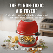 Fritaire, Self-Cleaning Glass Bowl Air Fryer, 5 Qt, 6 One-Touch Functions, BPA/Teflon Free, White
