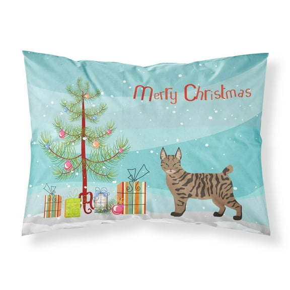 Pixie Bob 1 Cat Merry Christmas Fabric Standard Pillowcase