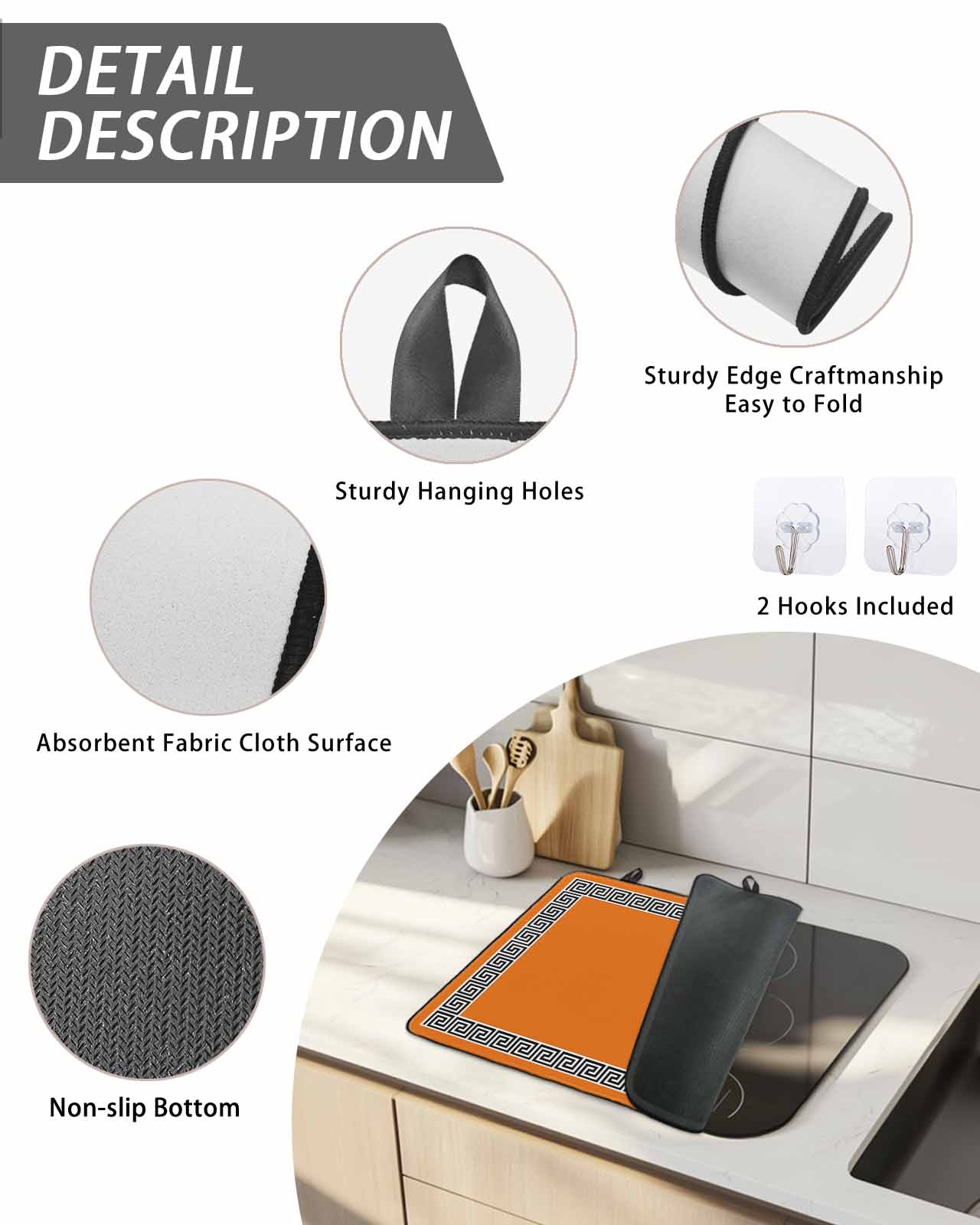 Stove Top Covers for Electric Stove, Orange Glass Stovetop Cover Protector, Black Modern Geometric Abstract Art Aesthetics Induction Cooktop Protector Oven Mat for Kitchen Countertop 24"x21"