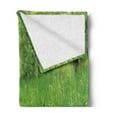 thumbnail image 2 of English Bulldog Soft Flannel Fleece Throw Blanket, Park in Spring with Blooming Daisies and Trees and Bulldog, Cozy Plush for Indoor and Outdoor Use, 50" x 70", Fern Green Brown White, by Ambesonne, 2 of 5