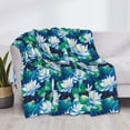 thumbnail image 3 of Fuzoiu Blue Lotus Flower Print Flannel Blanket,Throw Blanket,Flannel Home Decor,Fleece Bed Blankets,Cozy Soft Blanket for Bed, Sofa, Camping, and Travel-40"x30", 3 of 6