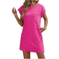 thumbnail image 2 of Sakmal Pink Womens Dresses Spring T Shirt Short Mini Dress Short Sleeve Shift Dresses with Pockets, 2 of 5