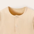 thumbnail image 6 of Quealent Newborn Baby Boy Clothes Cotton Shirt Bodysuit Button Up Long Sleeve Romper Jumpsuit One-Piece Outfit (Beige, 18-24 Months), 6 of 6