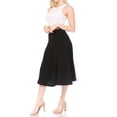 thumbnail image 4 of Moa Collection Women's Solid Flared Lightweight Elastic High Waist Long Midi A-line Skirt, 4 of 6