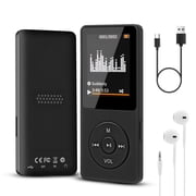 MP3 Player with Bluetooth 5.3, 1.8 inch Screen Portable Music Player with Speaker, FM Radio, Voice Recorder, Supports Expanded Up to 128GB, Black
