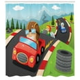 thumbnail image 3 of Kids Sports Shower Curtain, Auto Racing Boys on Highway Formula Car on the Road Youth Team Hobby Print, Fabric Bathroom Set with Hooks, 69W X 84L Inches Extra Long, Multicolor, by Ambesonne, 3 of 3