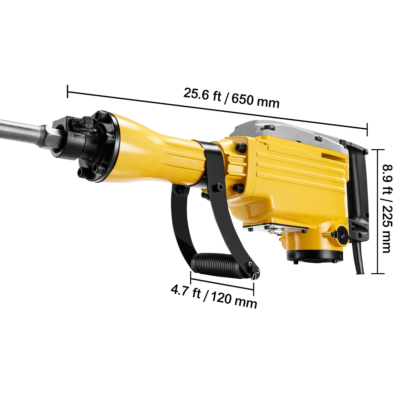 VEVOR Demolition Jack Hammer, 2200W Electric Jackhammer Heavy Duty, 1350 BPM Jack Hammer Concrete Breaker, with 1 Point Chisel, 1 Flat Chisel, Storage Case, Gloves and Goggles, for Demolition