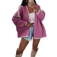 thumbnail image 2 of Suéteres Tipo Cárdigan Extragrandes para Mujer, de Otoño, con Mangas Largas Tipo Farol, de Punto, con Parte Delantera Abierta Rosa Rosa L, 2 of 7