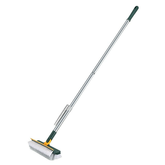 Brosse de Nettoyage pour Douche, Brosse à Récurer pour Nettoyage, Brosse à Récurer 2 en 1 Extensible avec Manche, Brosse à Joints, Brosse de Nettoyage en V à Poils Rigides avec Raclette