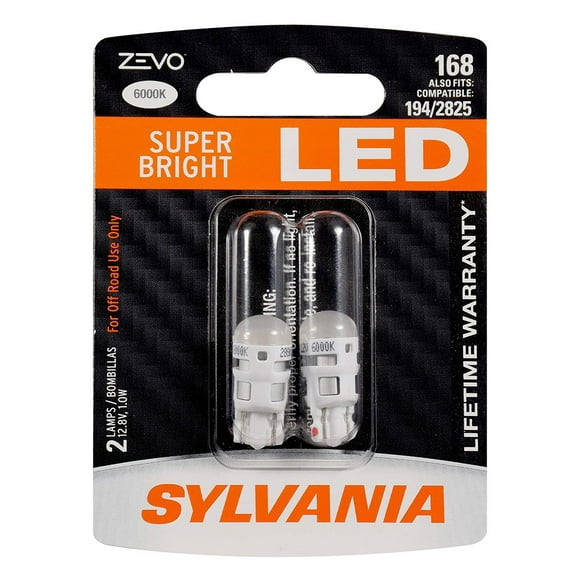 Sylvania Zevo 168 White T10 LED Bright Interior Exterior Light Bulb Set (2 Pack)