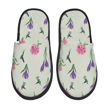 

House Slippers for Women and Men Hummingbird No.9090 Comfy Fuzzy Bedroom Slippers Furry Home Shoes for Indoor Outdoor