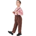 thumbnail image 6 of YunPes Boys German Outfits Kids Pioneer Colonial Pants and Lapel Shirts 2 Piece Set Octoberfest Halloween Stage Dress Up, 6 of 7